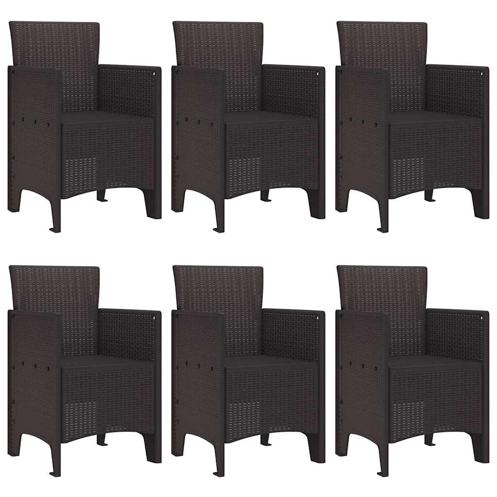 Garden Dining Set 7 pcs Brown Polt rattan