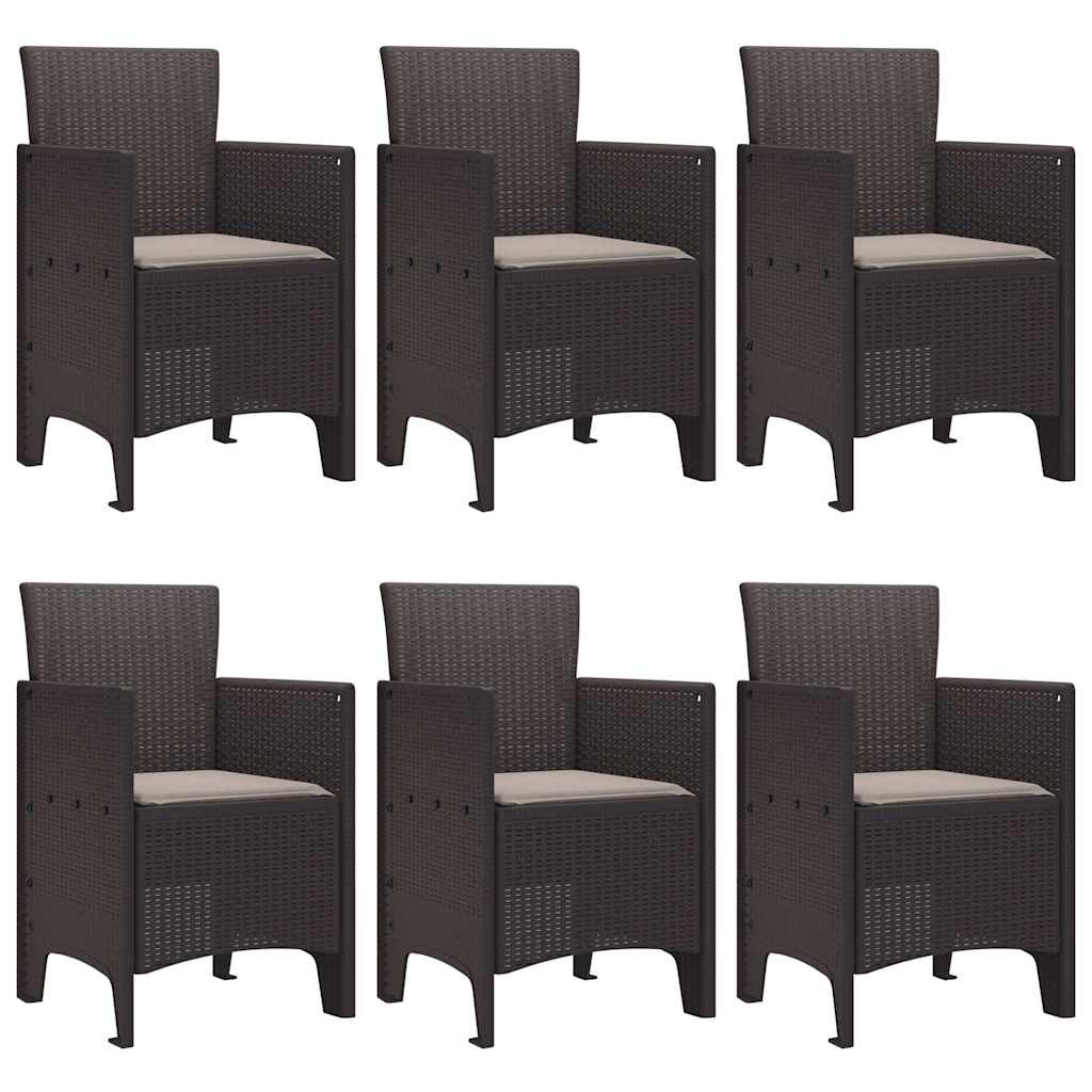 Garden Dining Set 7 pcs Brown Polt rattan