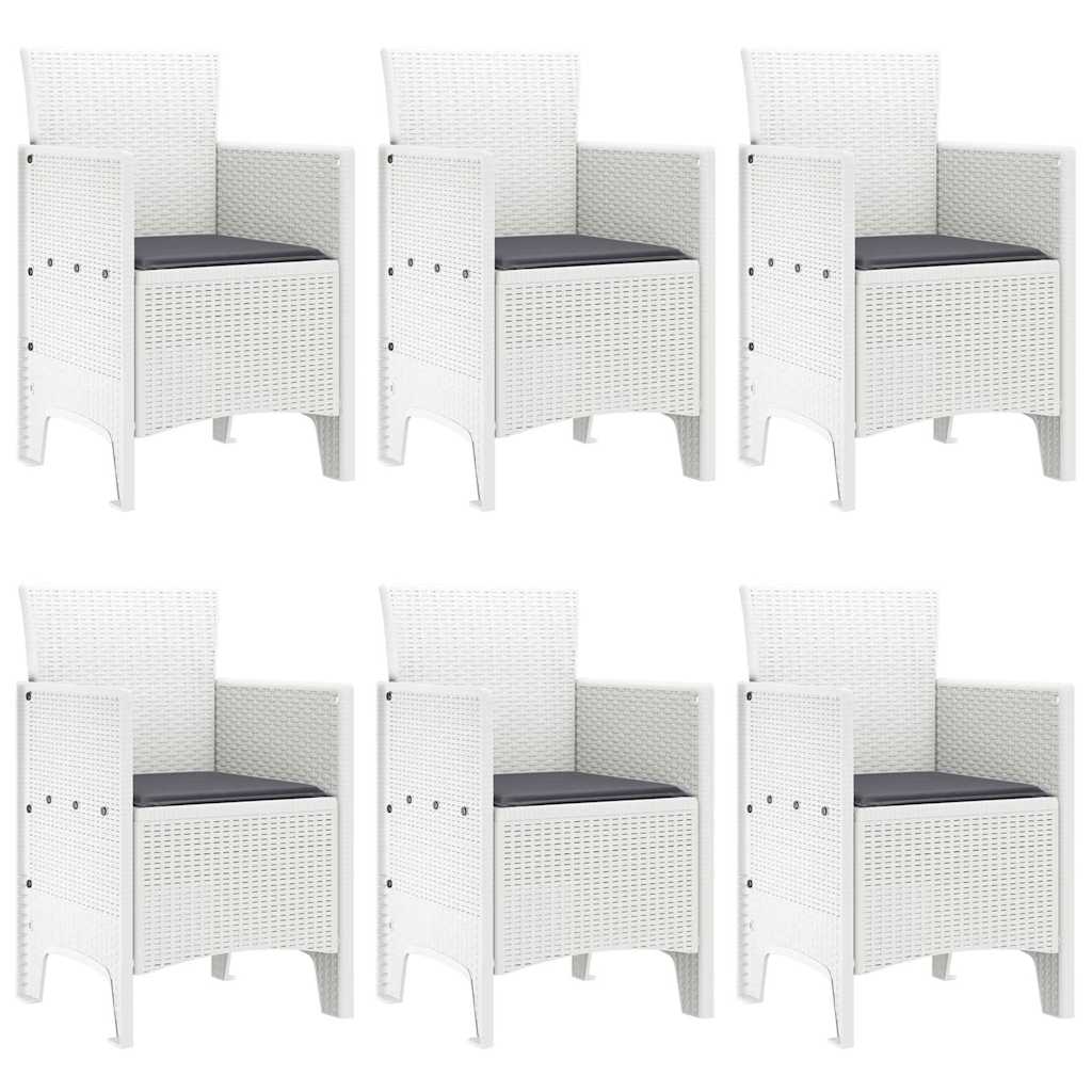 Garden Dining Set 7 pcs White Polt rattan