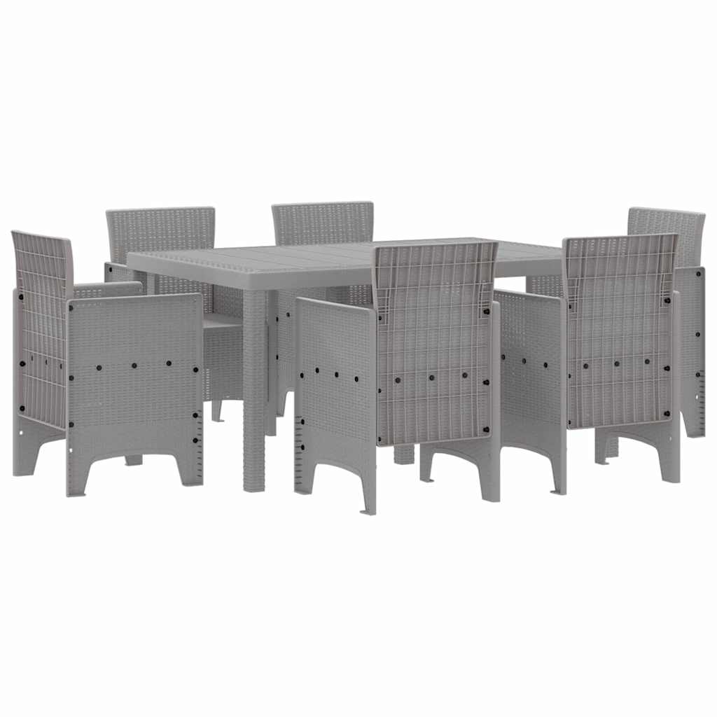 Garden Dining Set 7 pcs Light Grey Polt rattan