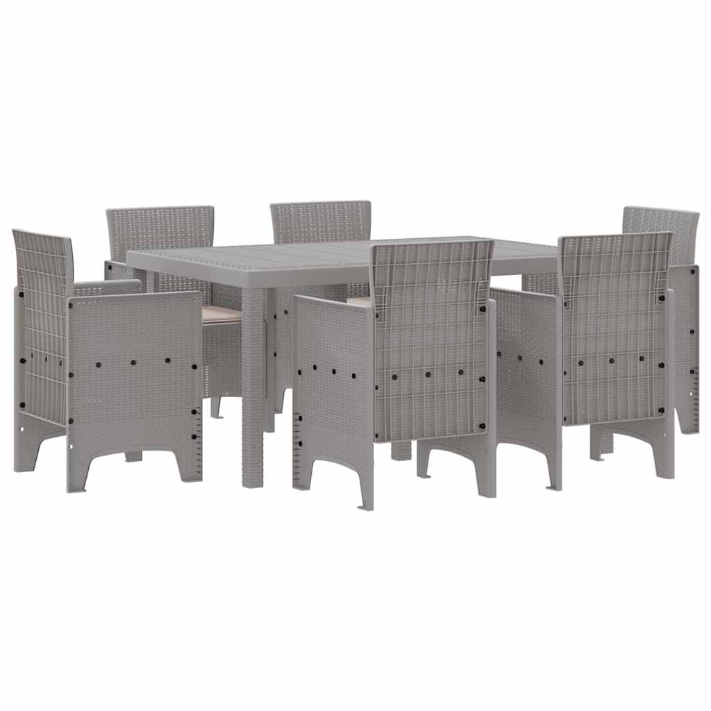 Garden Dining Set 7 pcs Light Grey Polt rattan