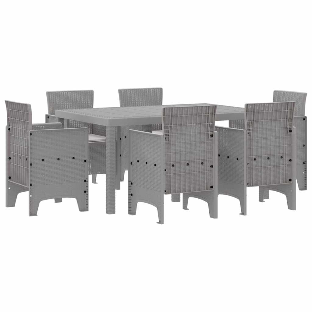Garden Dining Set 7 pcs Light Grey Polt rattan