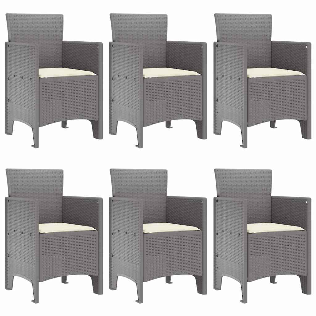 Garden Dining Set 7 pcs Light Grey Polt rattan