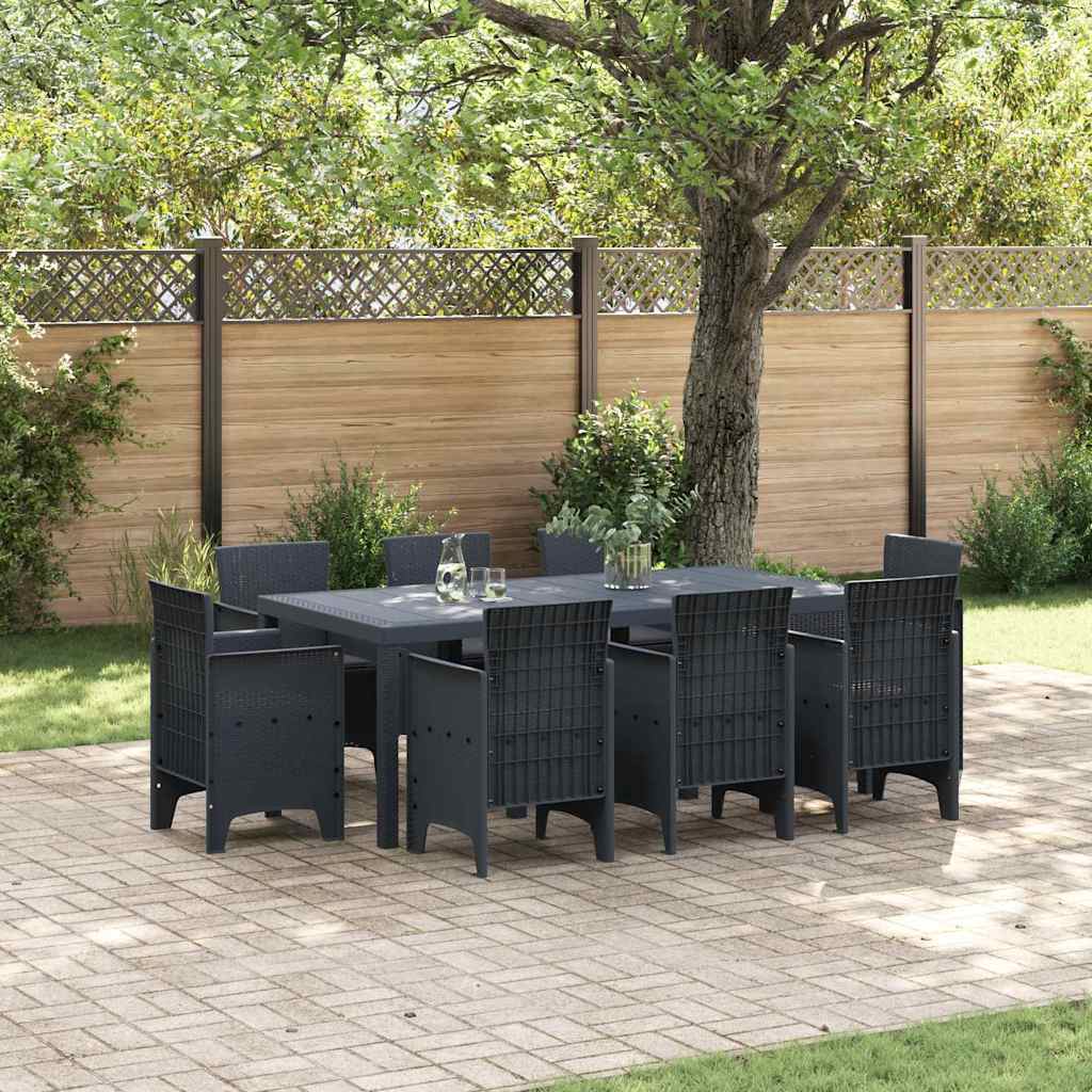 Garden Dining Set 9 pcs Anthracite Polt rattan