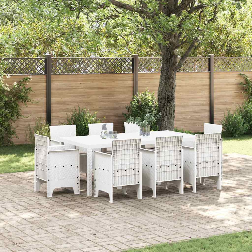 Garden Dining Set 9 pcs White Polt rattan