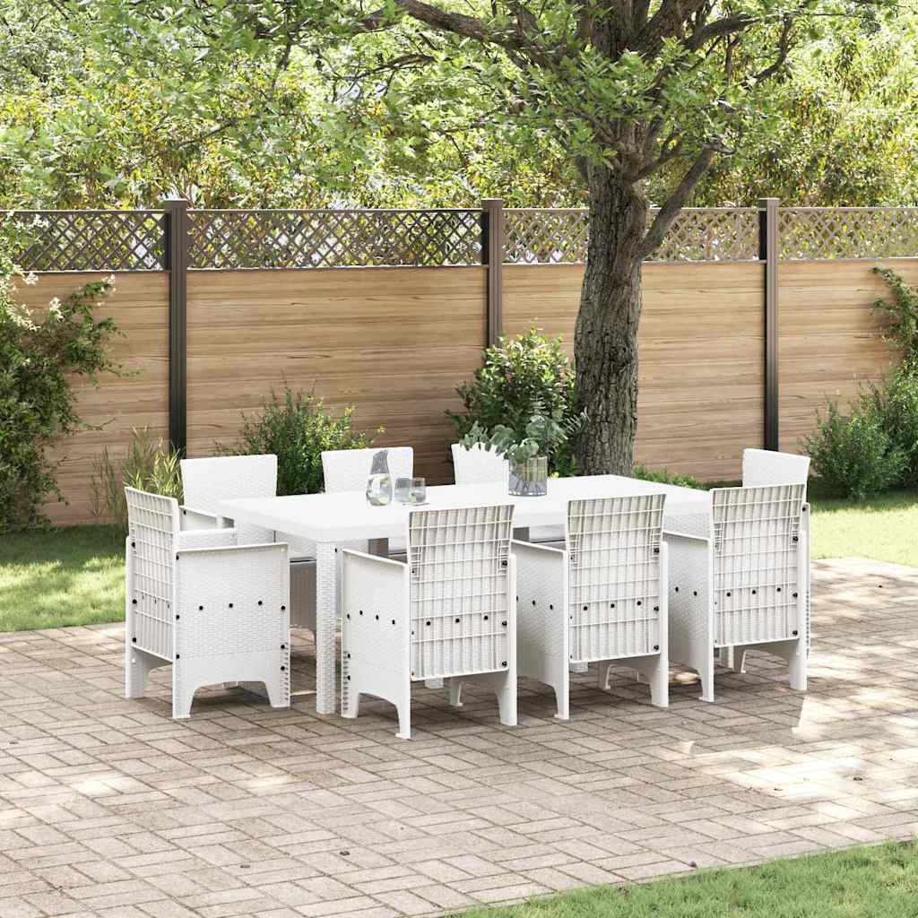 Garden Dining Set 9 pcs White Polt rattan