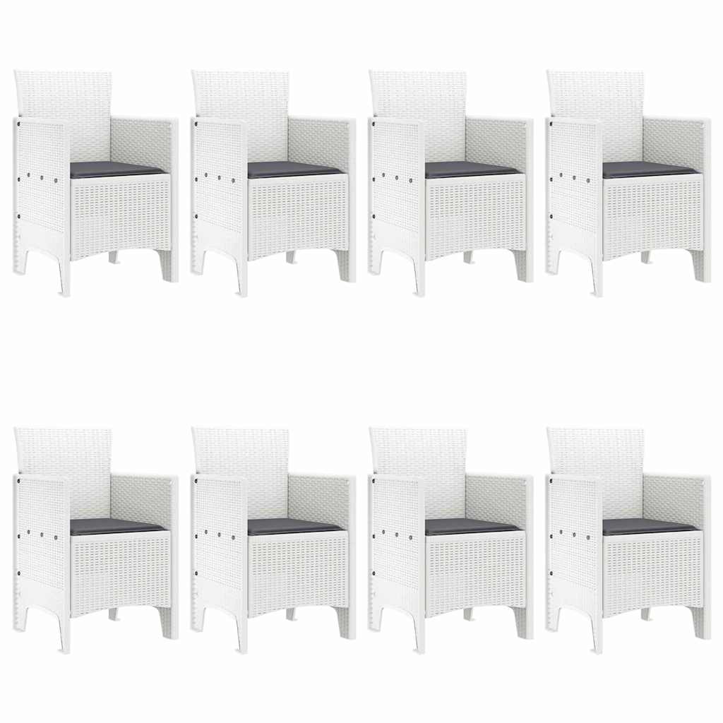 Garden Dining Set 9 pcs White Polt rattan