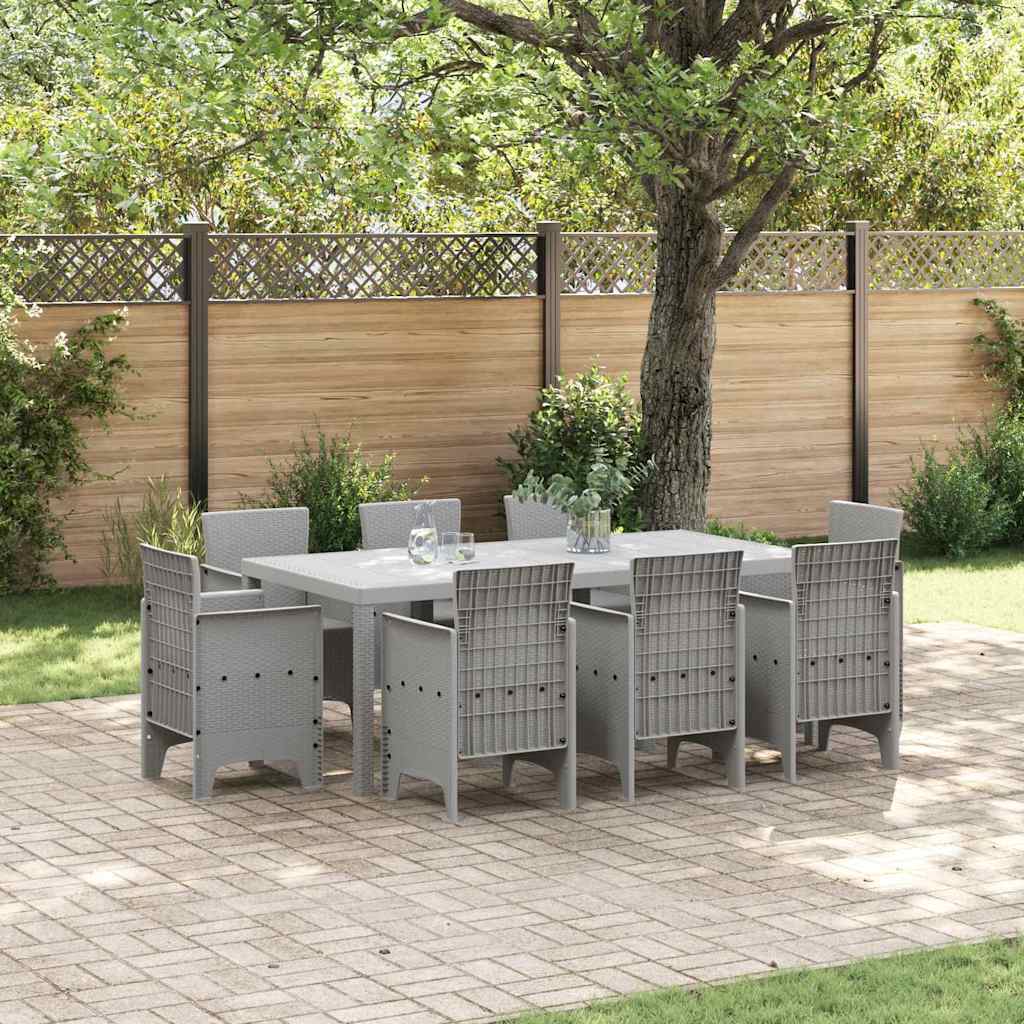 Garden Dining Set 9 pcs Light Grey Polt rattan