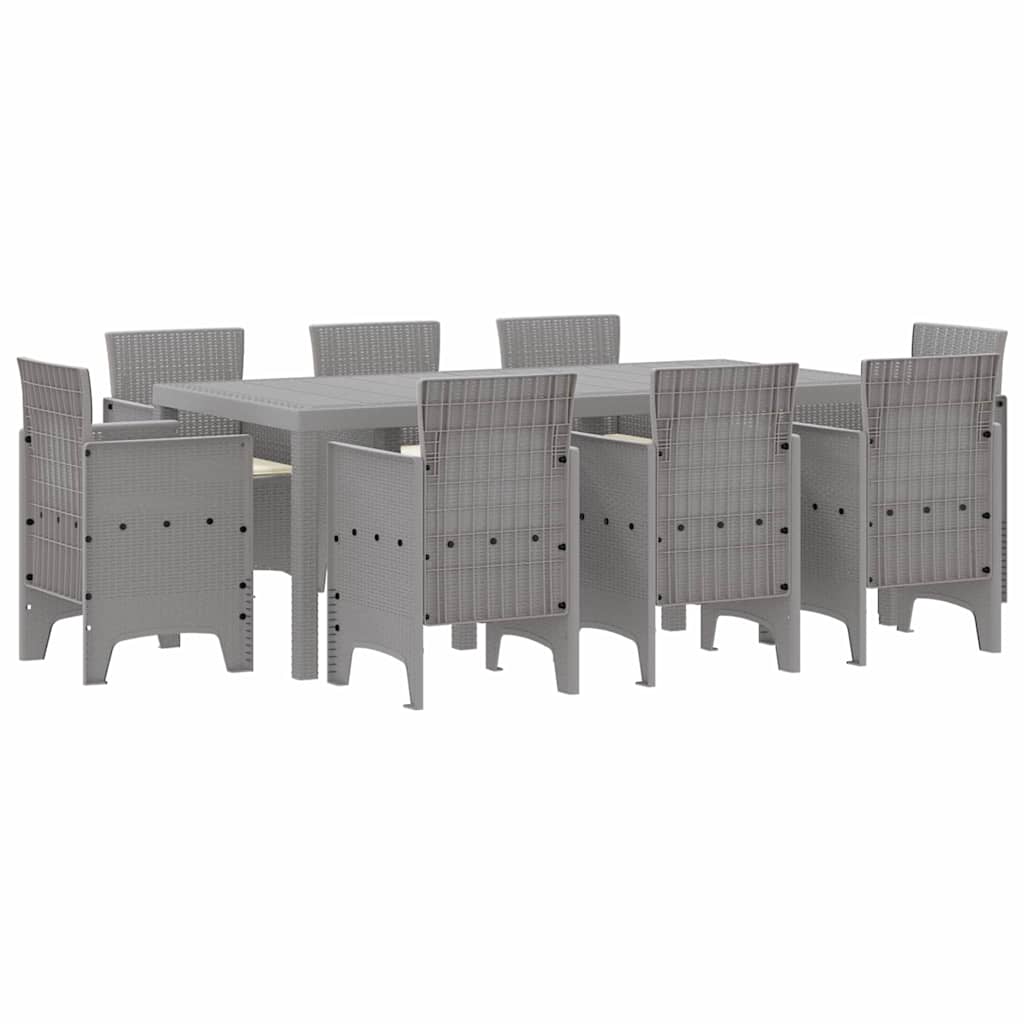 Garden Dining Set 9 pcs Light Grey Polt rattan