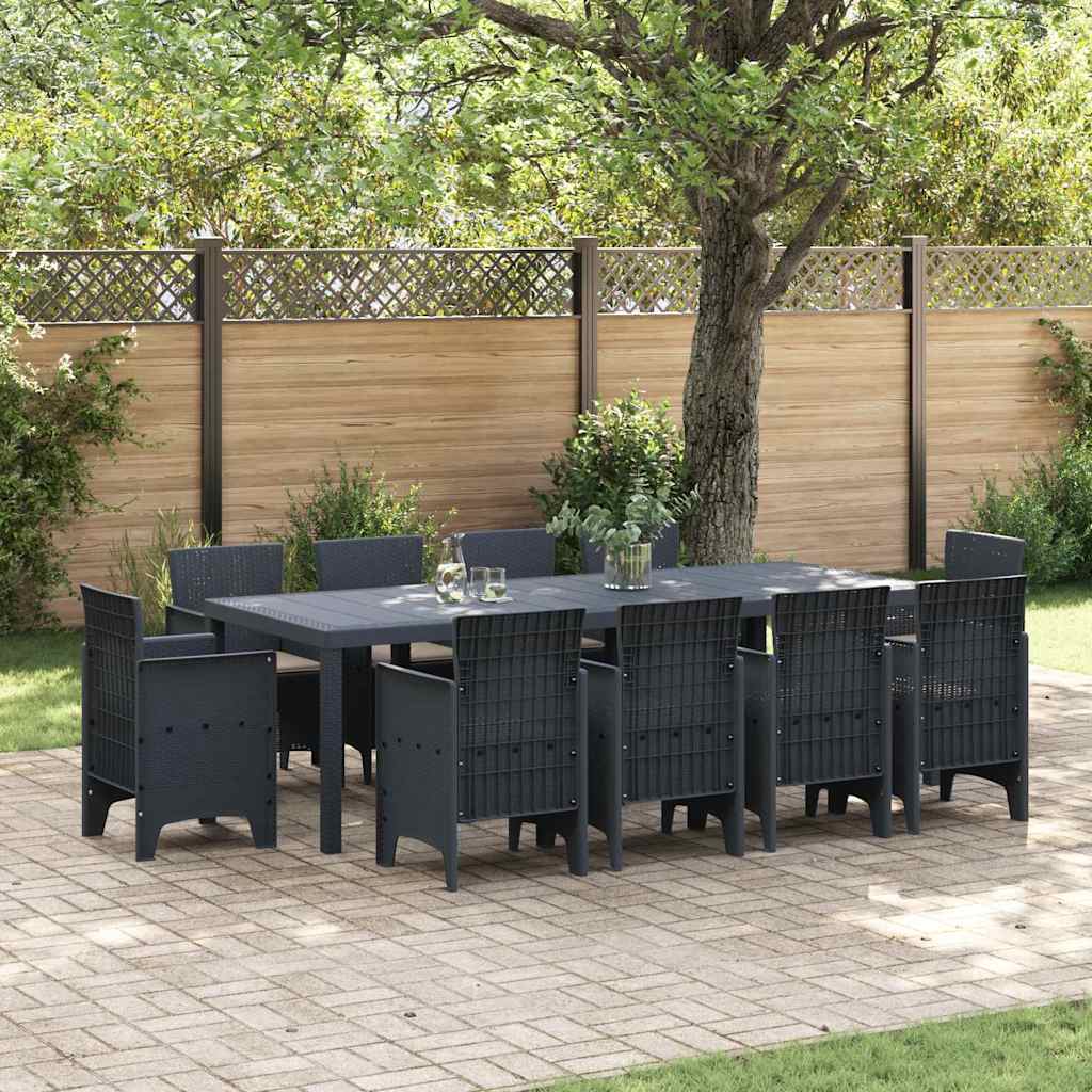 Garden Dining Set 11 pcs Anthracite Polt rattan