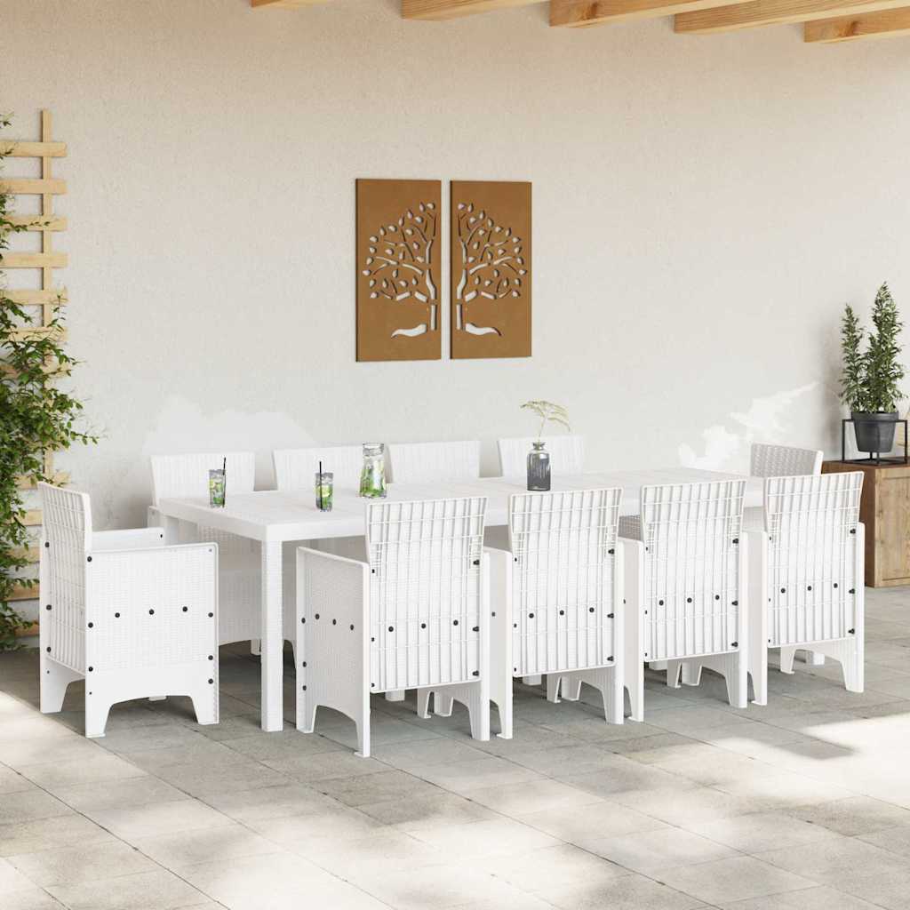 Garden Dining Set 11 pcs White Polt rattan