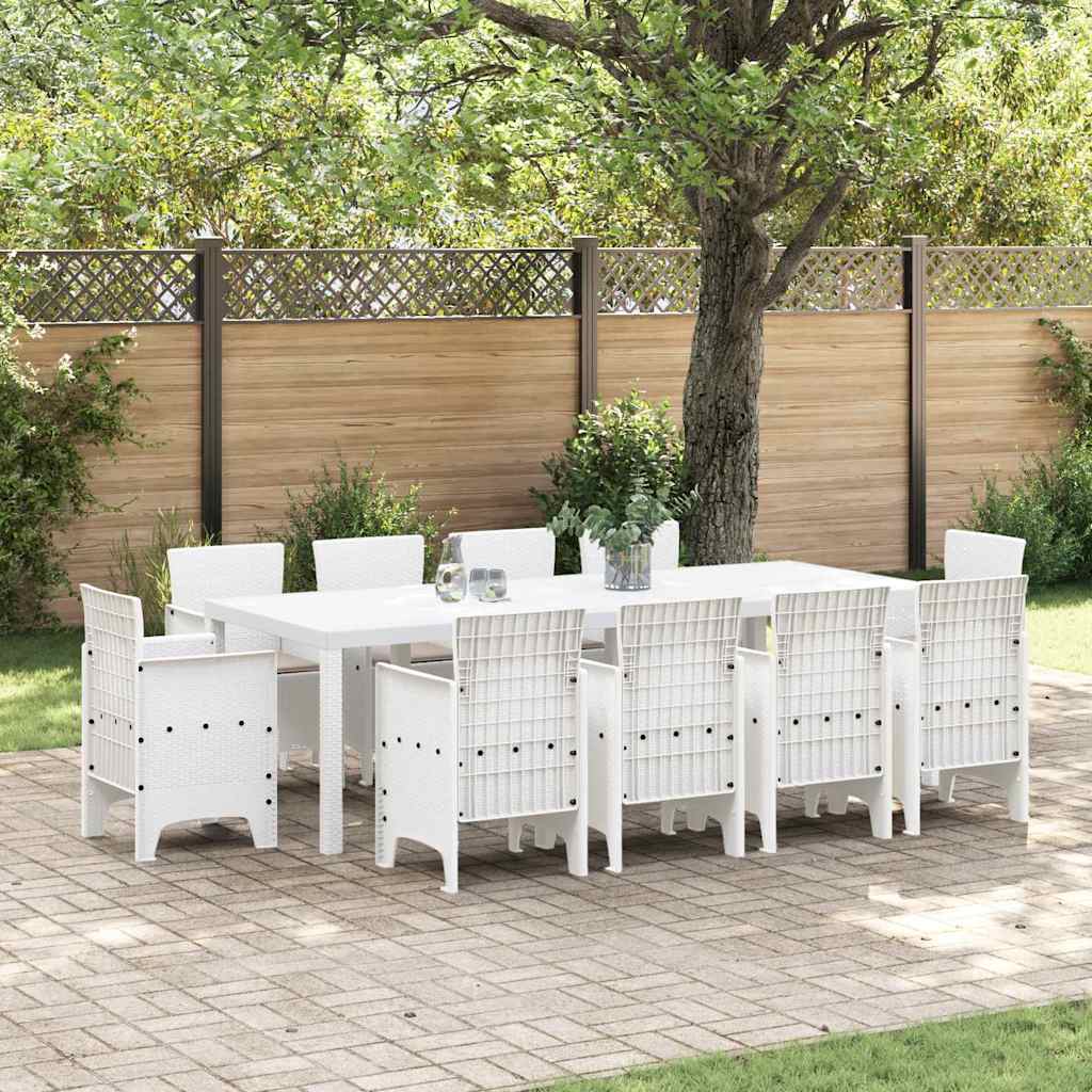 Garden Dining Set 11 pcs White Polt rattan