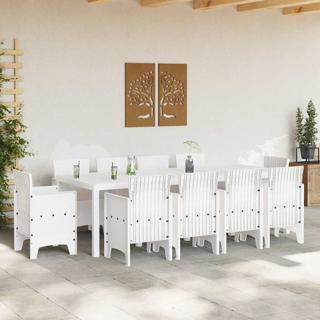 Garden Dining Set 11 pcs White Polt rattan