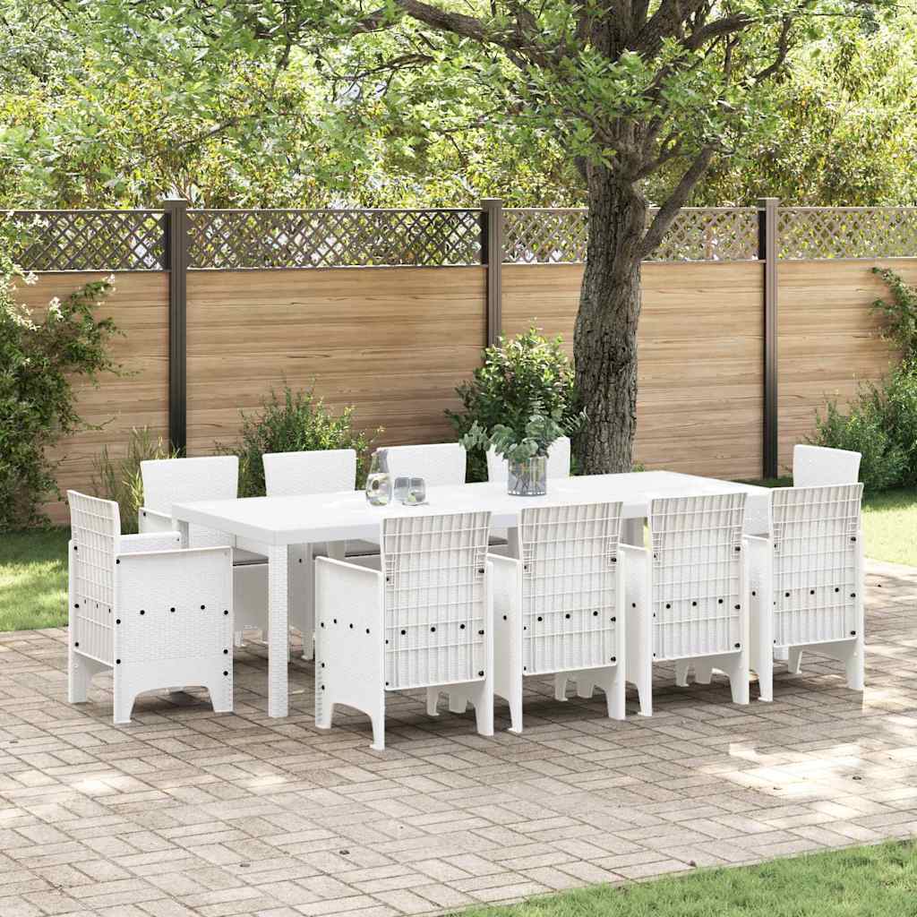 Garden Dining Set 11 pcs White Polt rattan