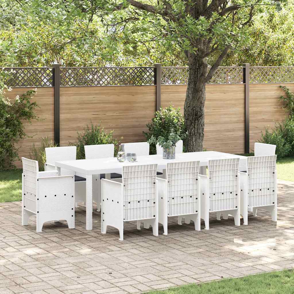 Garden Dining Set 11 pcs White Polt rattan