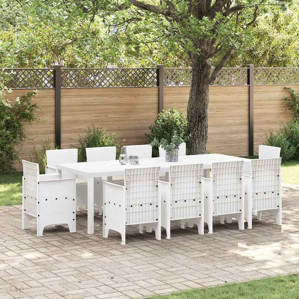 Garden Dining Set 11 pcs White Polt rattan
