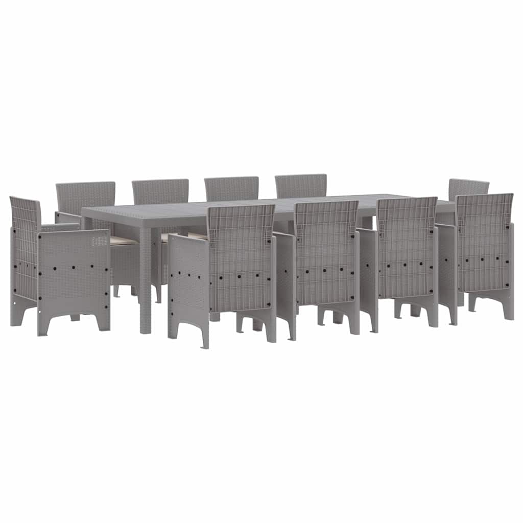 Garden Dining Set 11 pcs Light Grey Polt rattan