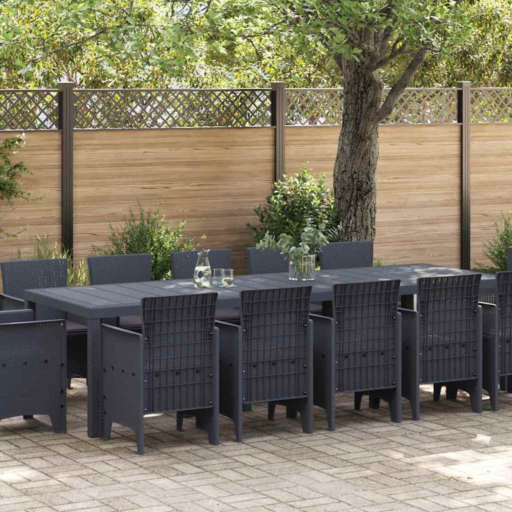 Garden Dining Set with Cushion 13 pcs Anthracite Plastic