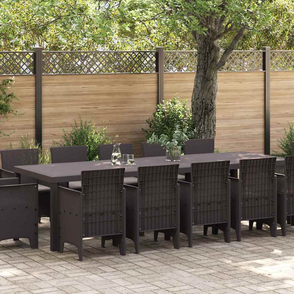Garden Dining Set 13 pcs Brown and Taupe Poly rattan