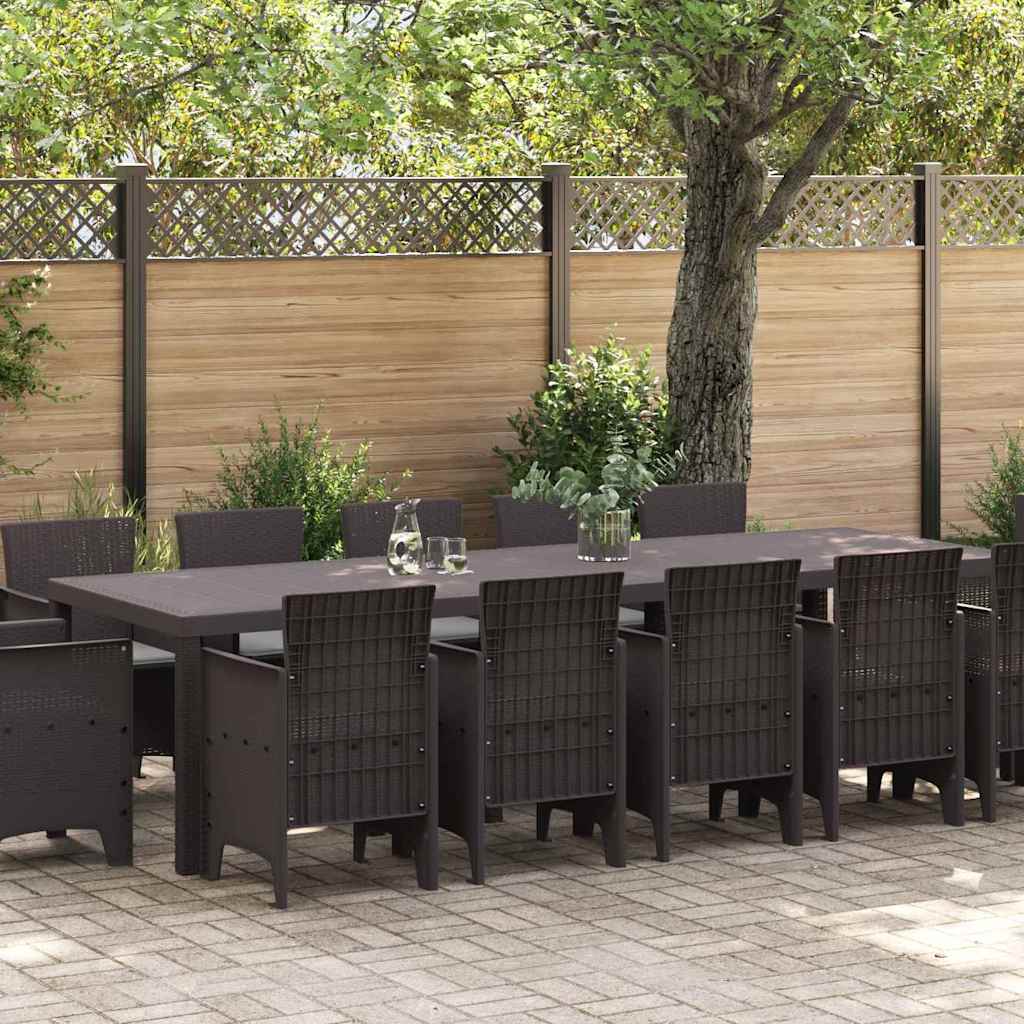 Garden Dining Set with Cushion 13 pcs Brown and Light grey