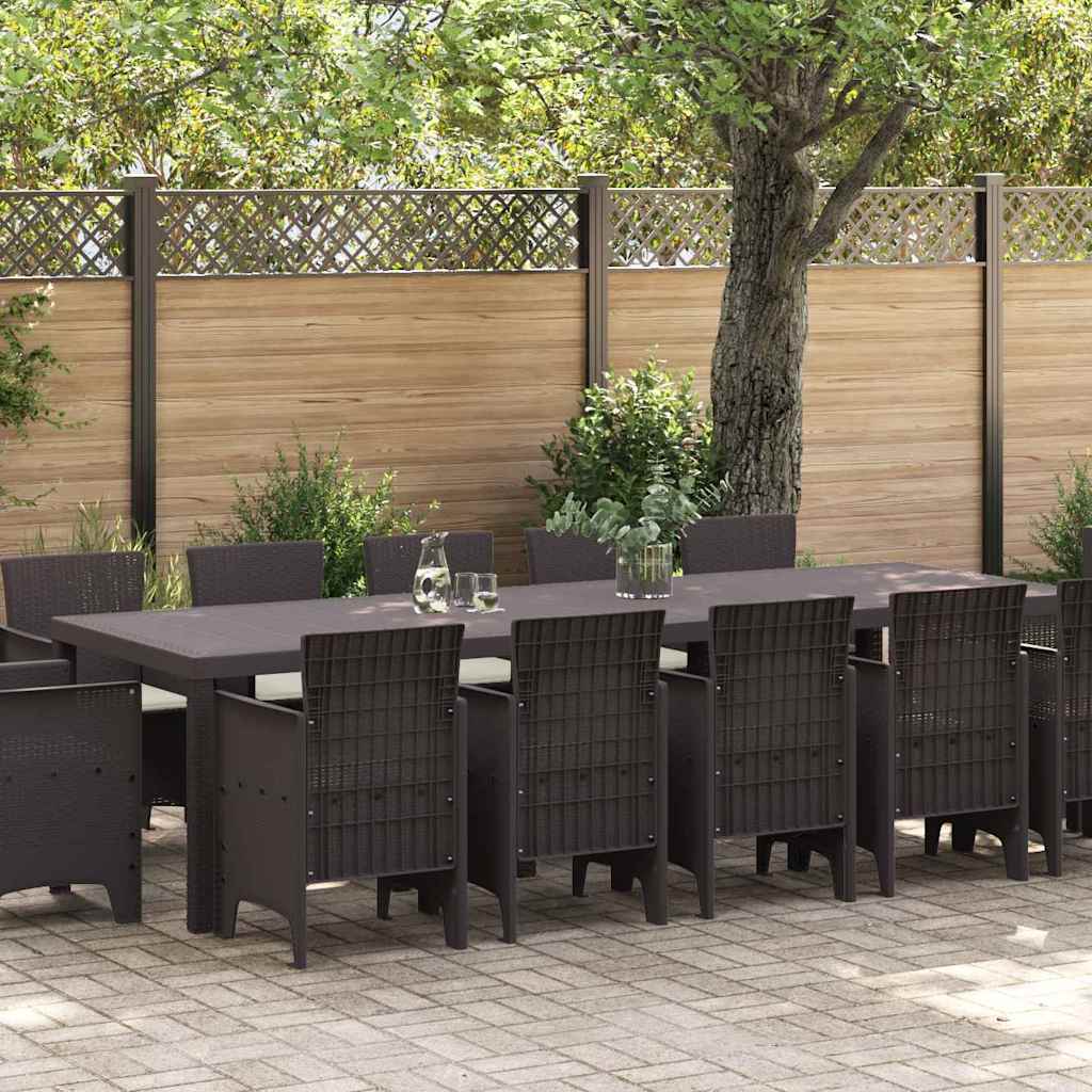Garden Dining Set with Cushion 13 pcs Brown Rattan