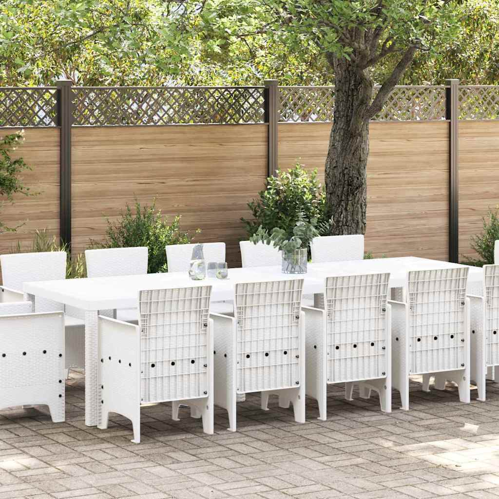 Garden Dining Set 13 pcs White Poly rattan