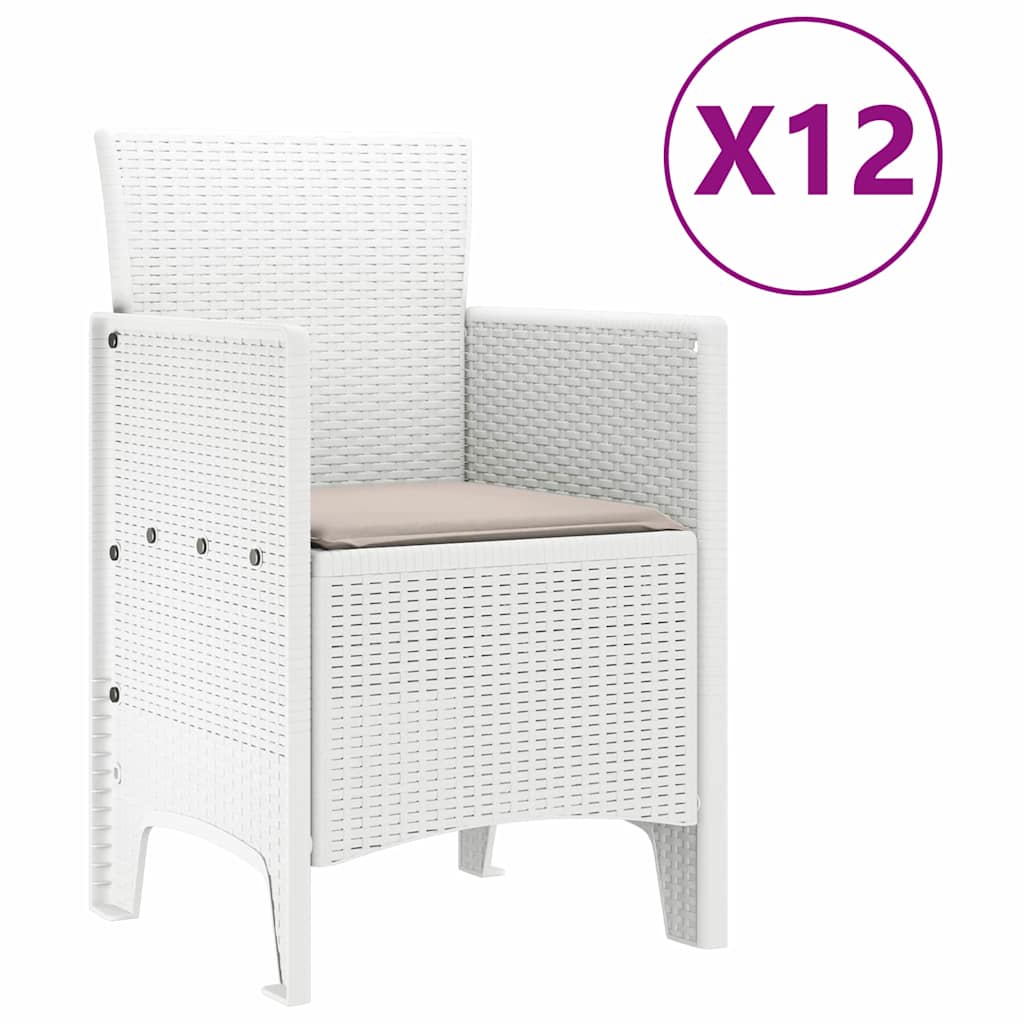 Garden Dining Set with Cushion 13 pcs White and Light grey