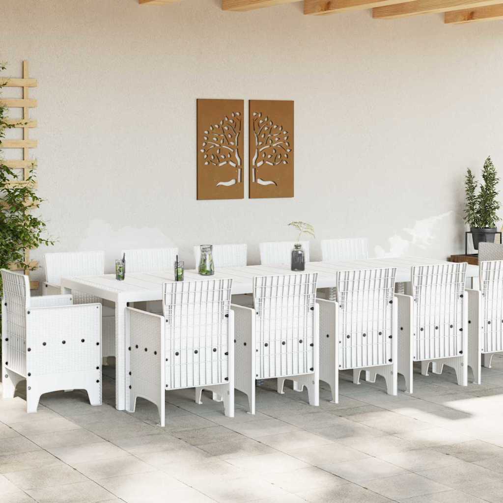 Garden Dining Set with Cushion 13 pcs White and Light grey