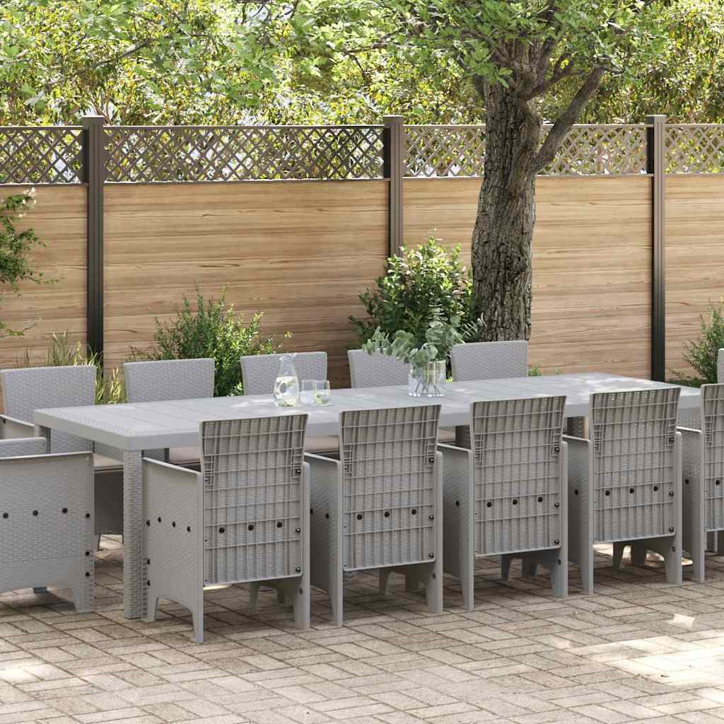 Garden Dining Set with Cushion 13 pcs Light grey Poly rattan