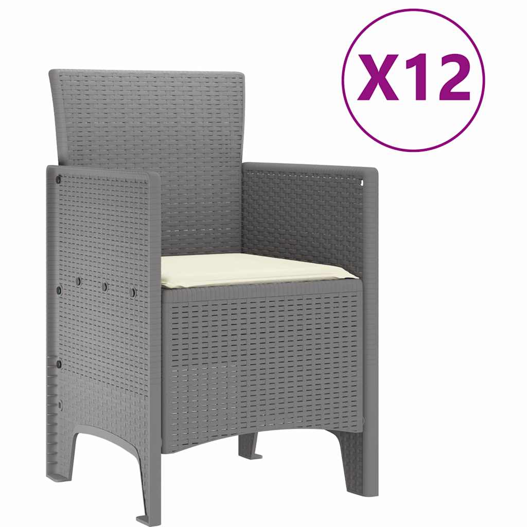 Garden Dining Set with Cushion 13 pcs Light grey