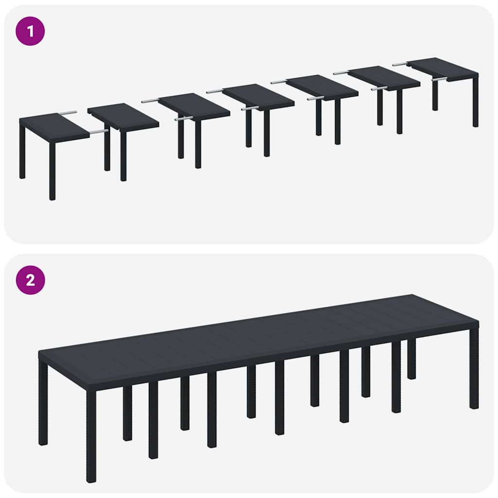 Garden Dining Set 15 pcs Anthracite Polt rattan