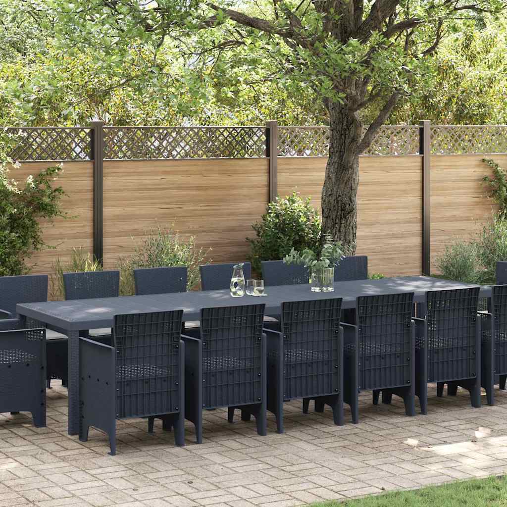 Garden Dining Set 15 pcs Anthracite Polt rattan