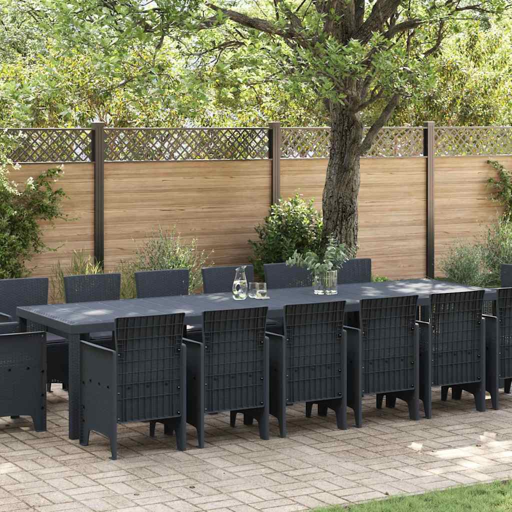 Garden Dining Set 15 pcs Anthracite Polt rattan