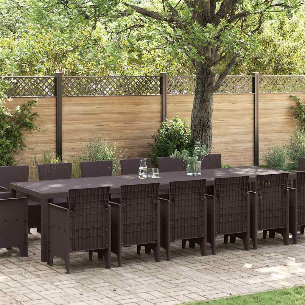 Garden Dining Set 15 pcs Brown Polt rattan