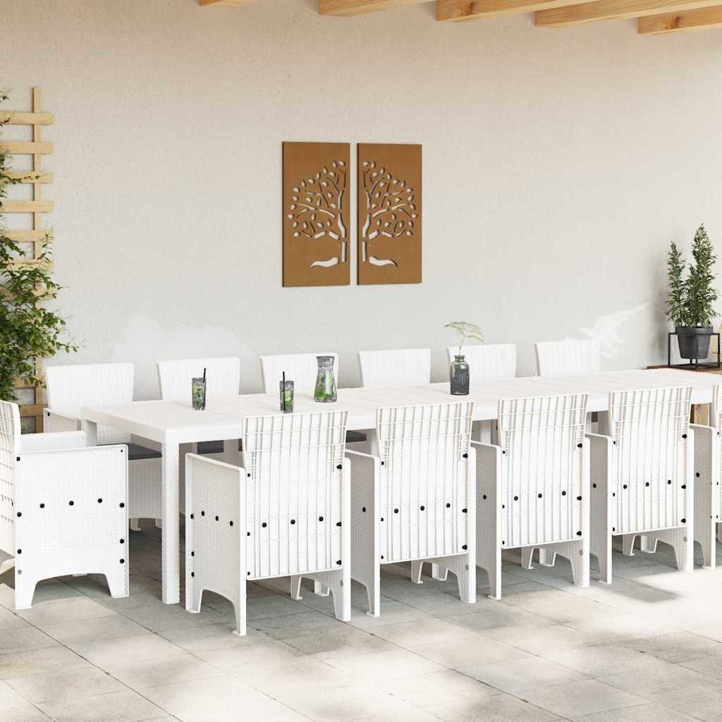 Garden Dining Set 15 pcs White Polt rattan