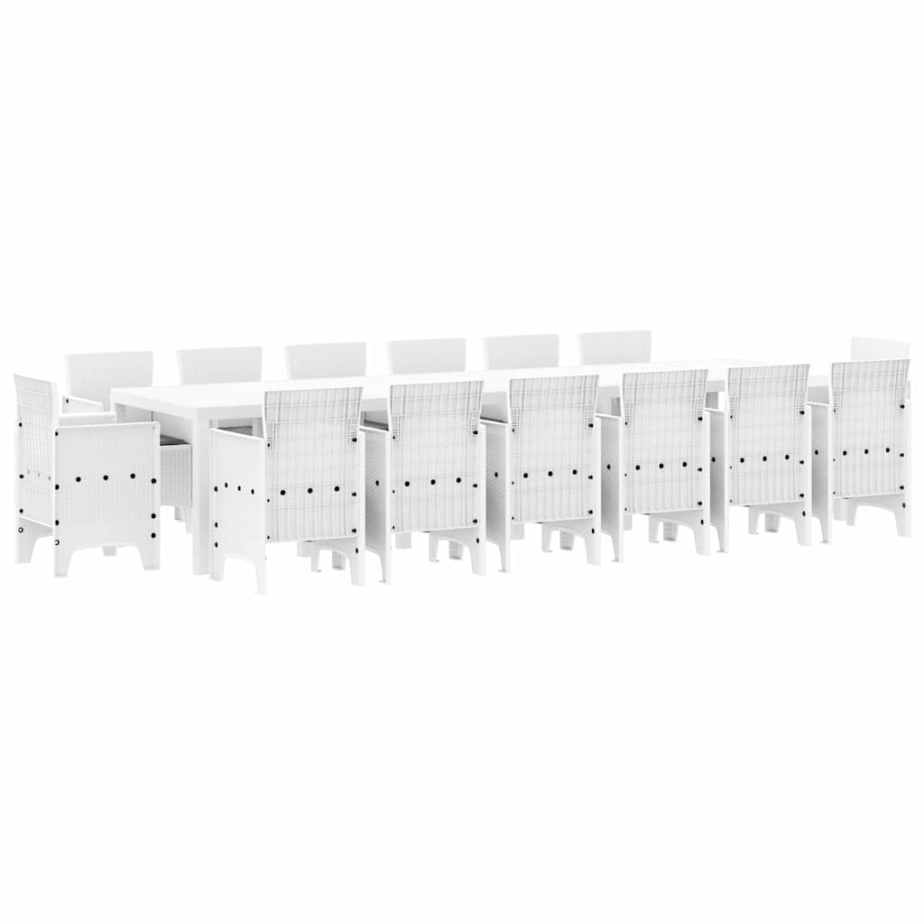 Garden Dining Set 15 pcs White Polt rattan