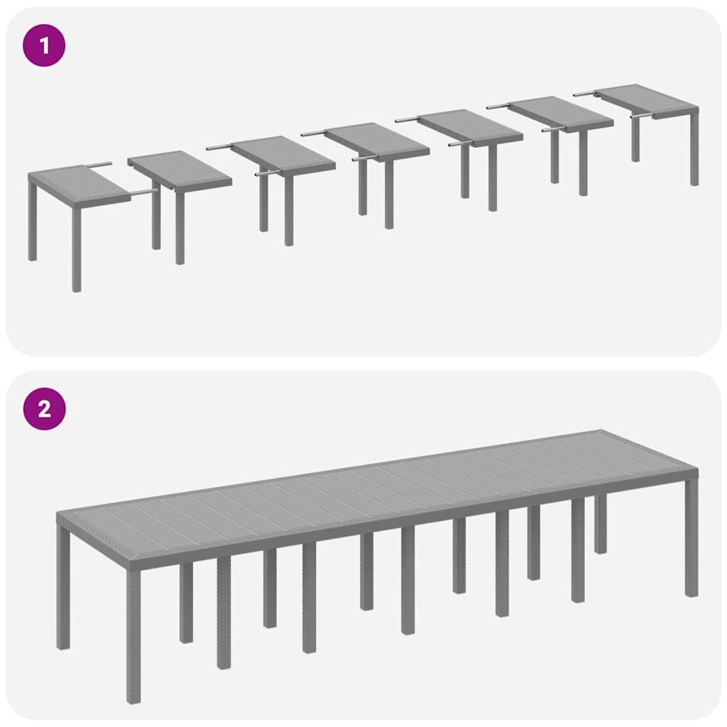 Garden Dining Set 15 pcs Light Grey Polt rattan