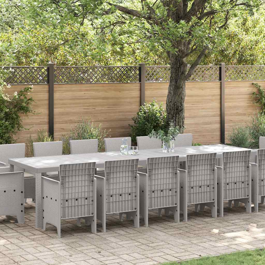 Garden Dining Set 15 pcs Light Grey Polt rattan