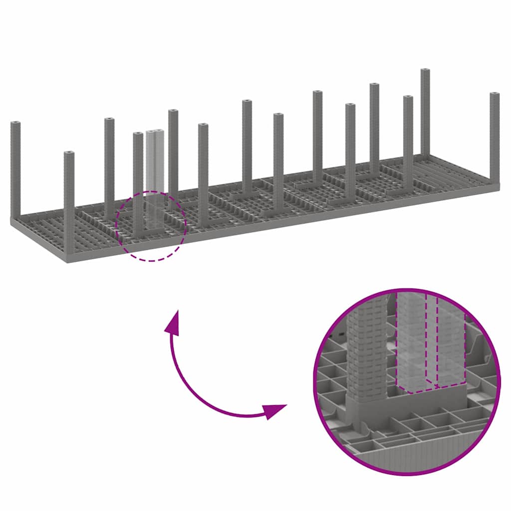 Garden Dining Set 15 pcs Light Grey Polt rattan