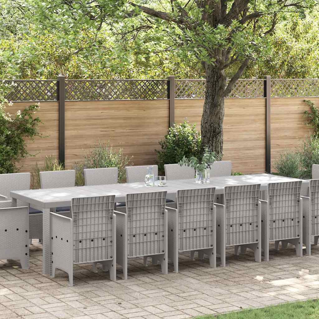 Garden Dining Set 15 pcs Light Grey Polt rattan