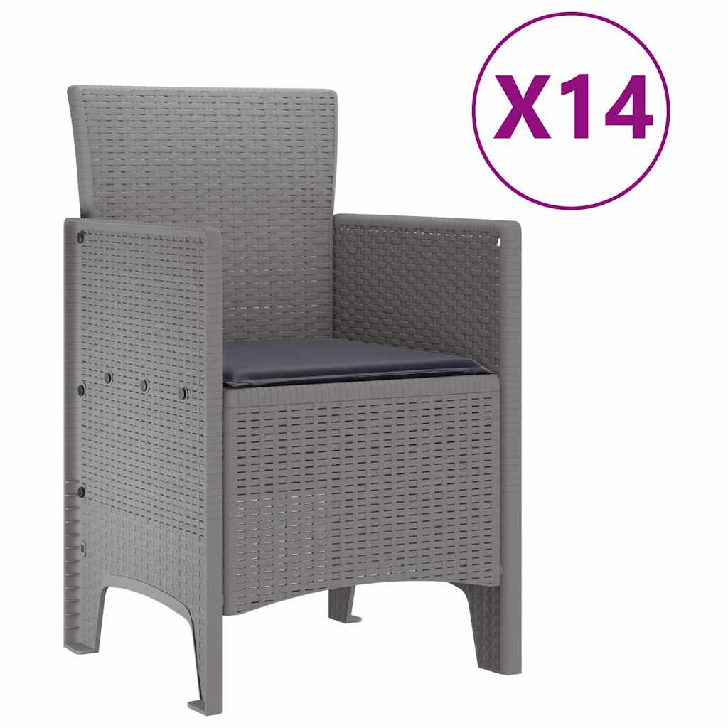 Garden Dining Set 15 pcs Light Grey Polt rattan