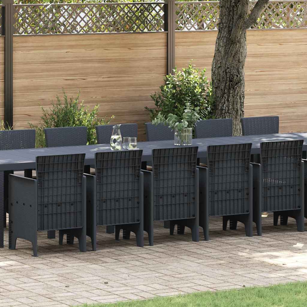Garden Dining Set 17 pcs Anthracite Polt rattan