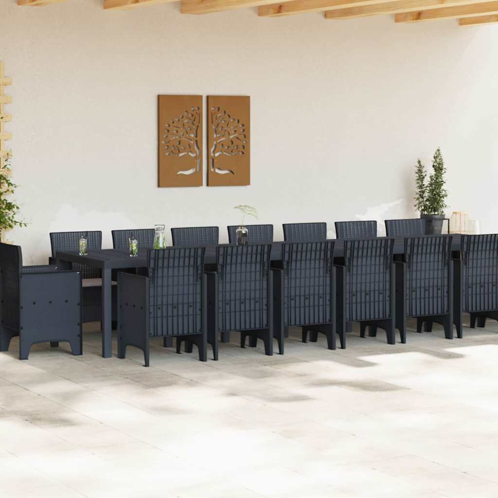 Garden Dining Set 17 pcs Anthracite Polt rattan