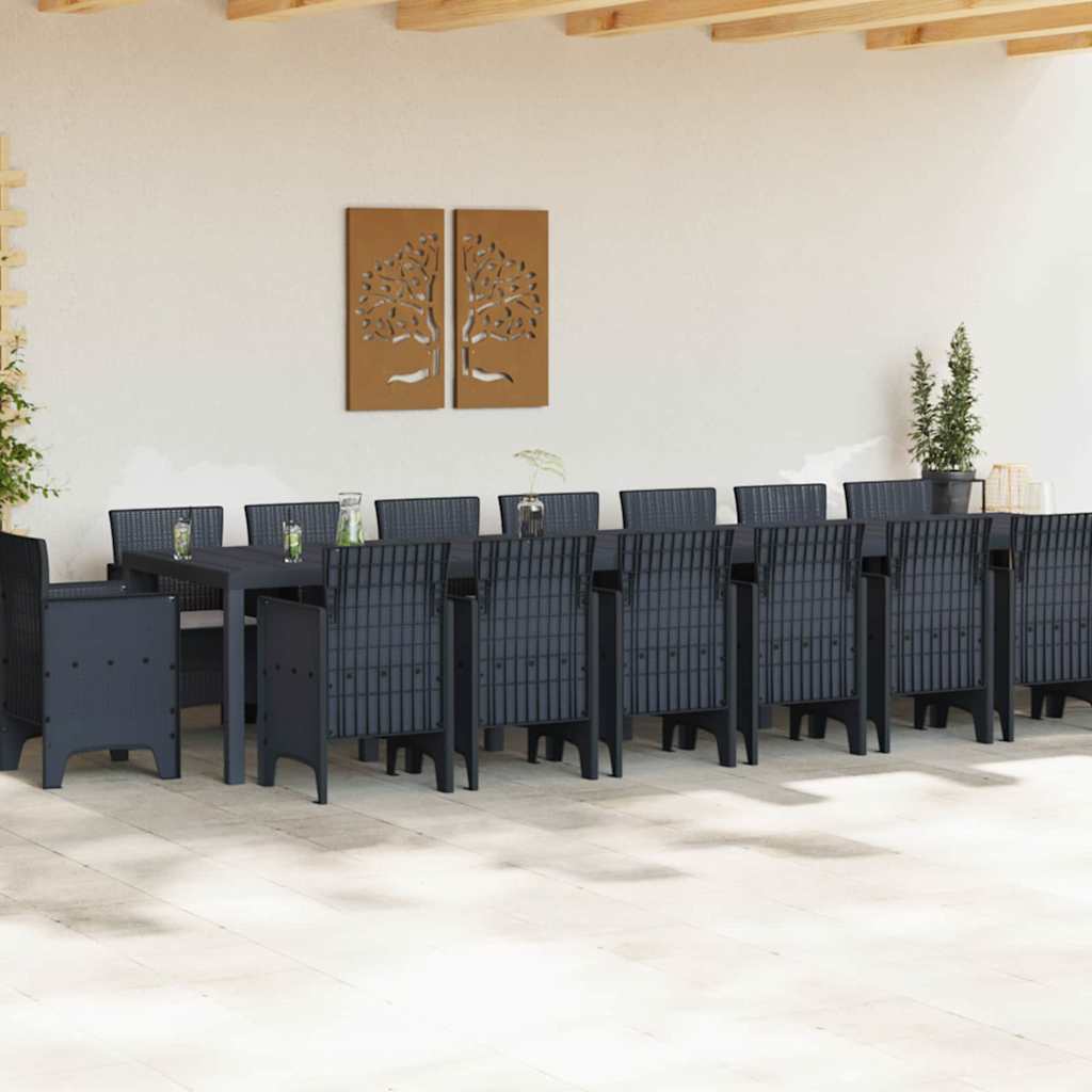 Garden Dining Set 17 pcs Anthracite Polt rattan