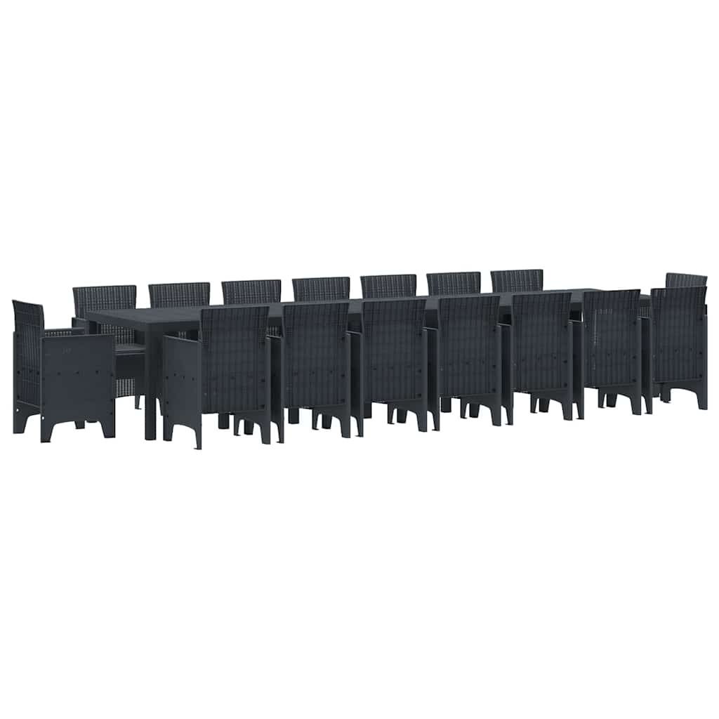 Garden Dining Set 17 pcs Anthracite Polt rattan