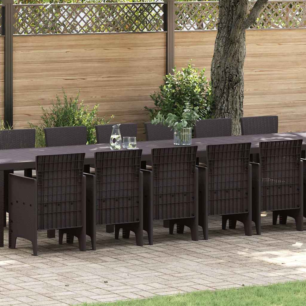 Garden Dining Set 17 pcs Brown Polt rattan