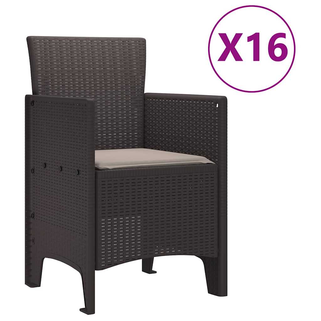 Garden Dining Set 17 pcs Brown Polt rattan