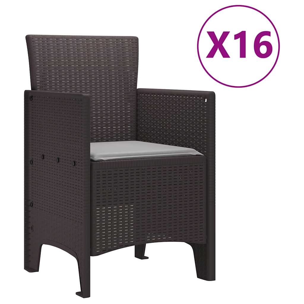 Garden Dining Set 17 pcs Brown Polt rattan