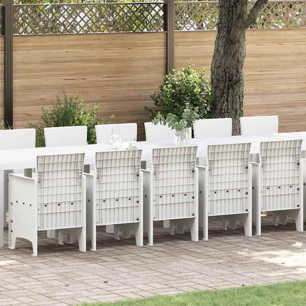 Garden Dining Set 17 pcs White Polt rattan