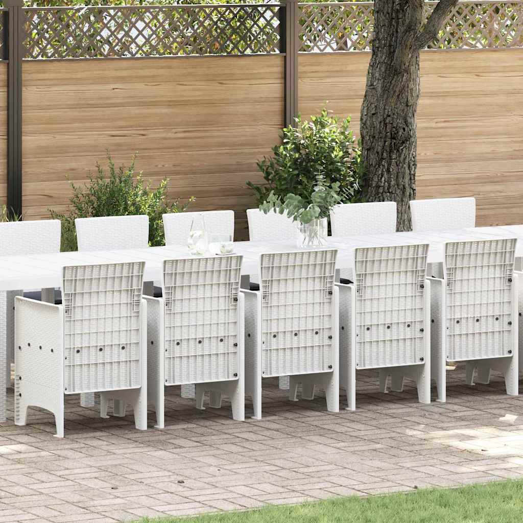 Garden Dining Set 17 pcs White Polt rattan